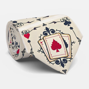 Artistic Colorful Playing Cards Pattern Tie