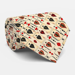 Artistic Colorful Playing Cards Pattern Tie