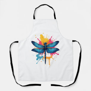Artistic Colorful Pop Art painted Dragonfly Apron