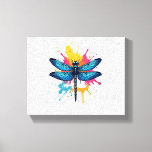 Artistic Colorful Pop Art painted Dragonfly Canvas Print