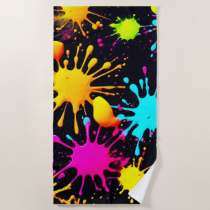 Artistic Colour Burst with Dripping Paint Beach Towel