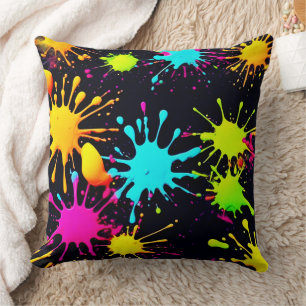 Artistic Colour Burst with Dripping Paint Throw Pillow