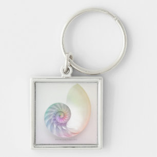 Artistic coloured nautilus image keychain