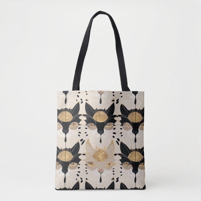 Artistic Colourful Art Nouveau Cat Pattern Tote Bag (Front)