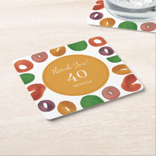 Artistic Colourful Fall Paper Plate Square Paper Coaster