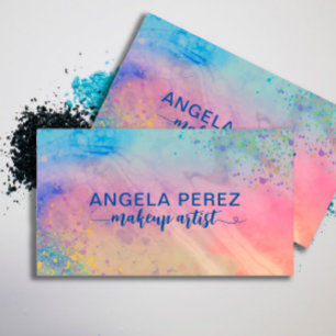 Artistic Colourful Pastel Liquid Paint Splatters Business Card