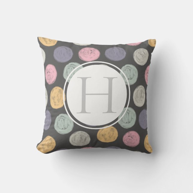 artistic colourful pastel monogram outdoor pillow (Front)