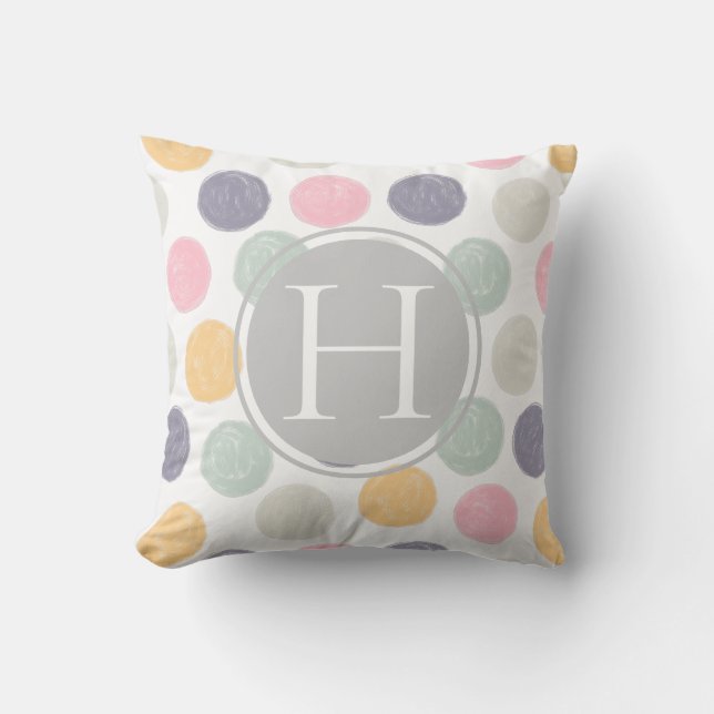 artistic colourful pastel monogram outdoor pillow (Front)