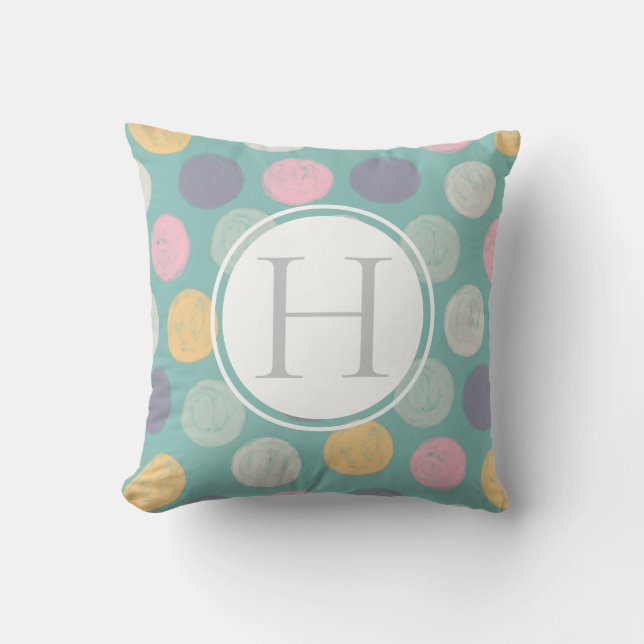 artistic colourful pastel monogram outdoor pillow (Front)