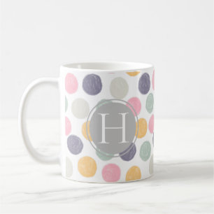 artistic colourful pastel polka dot monogram coffee mug