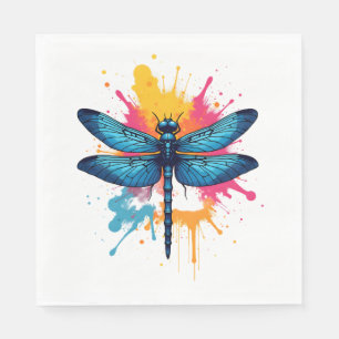 Artistic Colourful Pop Art painted Dragonfly Napkin