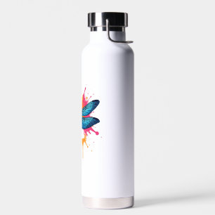 Artistic Colourful Pop Art painted Dragonfly Water Bottle