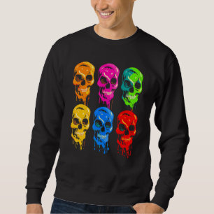 Artistic Colourful Skull Wax Drip Painting Groovy Sweatshirt