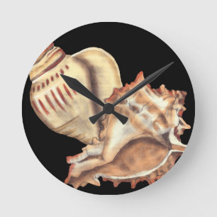 Artistic Conch Shells Round Clock
