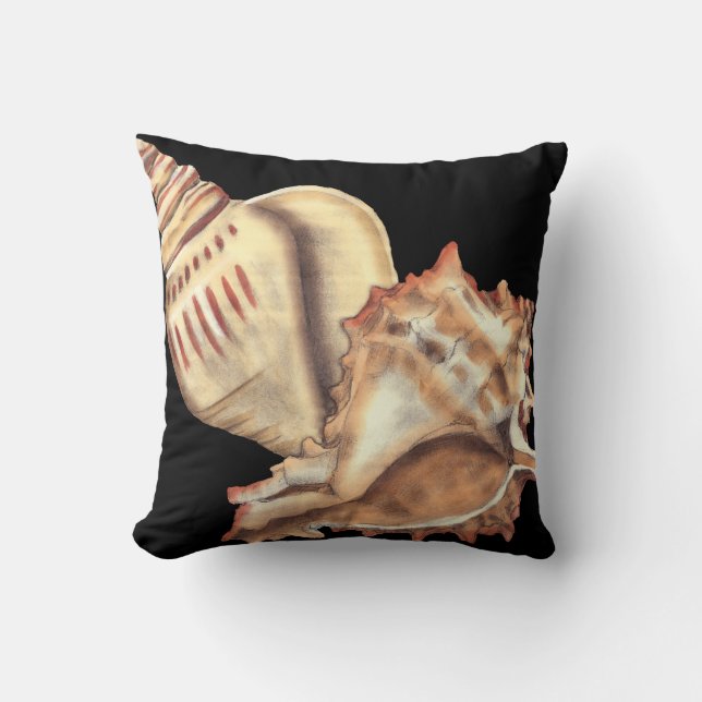 Artistic Conch Shells Throw Pillow (Front)