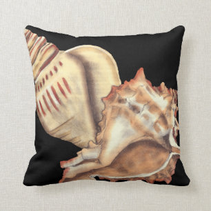 Artistic Conch Shells Throw Pillow