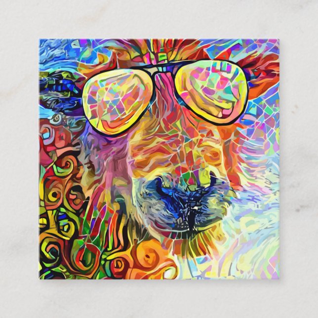 Artistic Cool Farm Sheep Portrait Template  Square Business Card (Front)