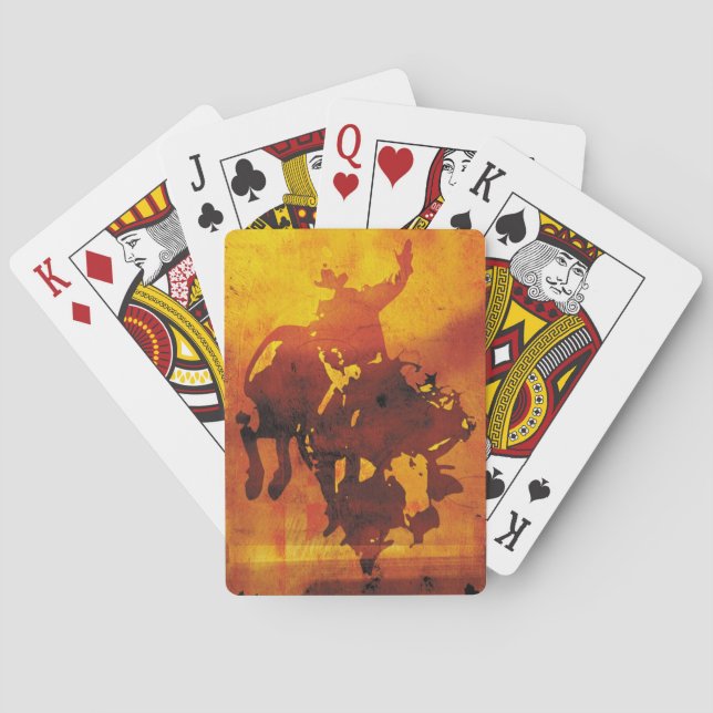 Artistic copper cowboy bull rider playing cards (Back)