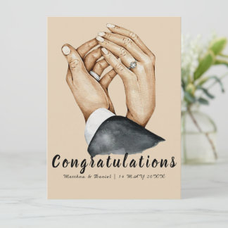 Artistic Couple Holding Hands, Newly Engaged Gift Card