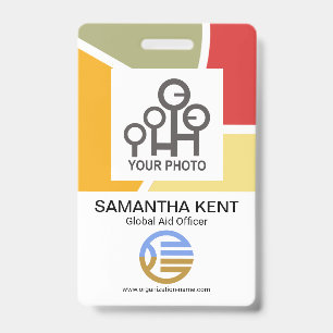 Artistic Curvature Borders Employee Photo Template Badge