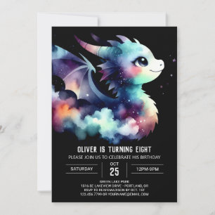 Artistic Cute Dragon Birthday Invitation