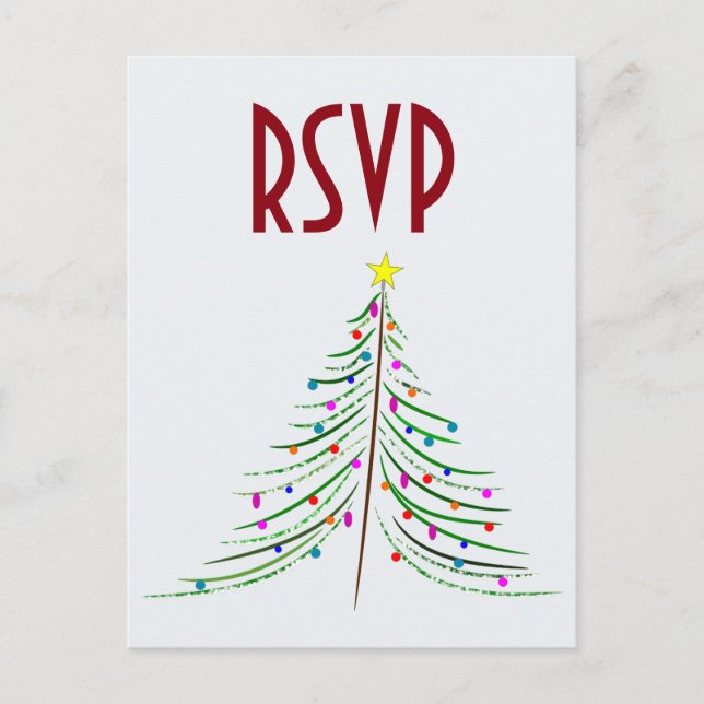 Artistic Decorated Christmas Tree RSVP Postcard (Front)