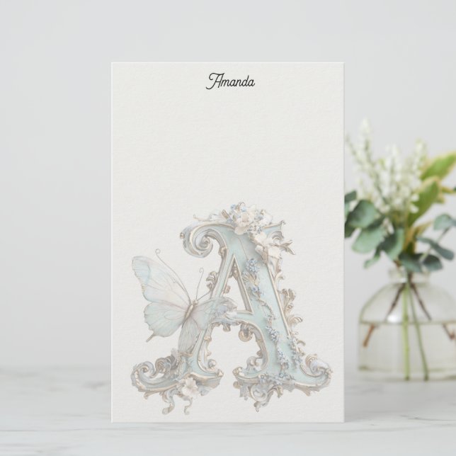 Artistic Decorated Letter A Stationery (Standing Front)