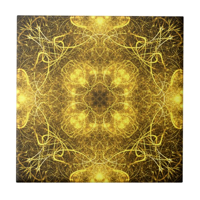 Artistic Decorative Gold Fractal Design_Tiles Tile (Front)