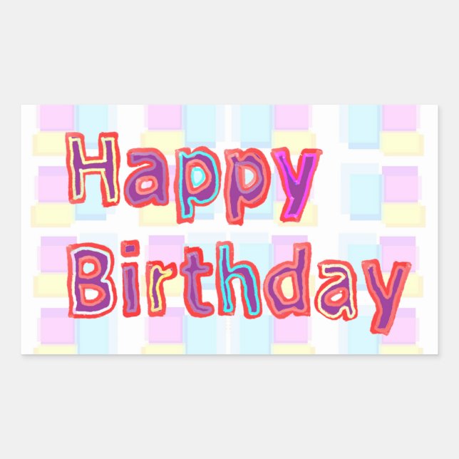 Artistic Decorative HAPPY BIRTHDAY Script Sticker (Front)