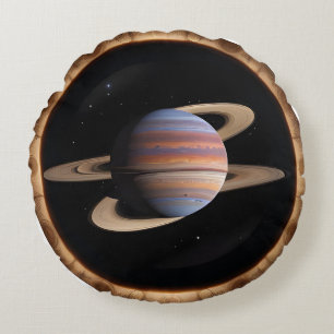 Artistic Depiction of Saturn Rings with Space Round Pillow