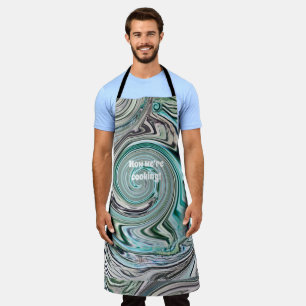 Artistic Digital Swirl Aqua and Dusty Pink Design Apron