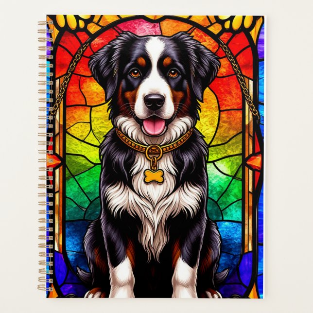 Artistic Dog Stained Glass Portrait Planner (Front)