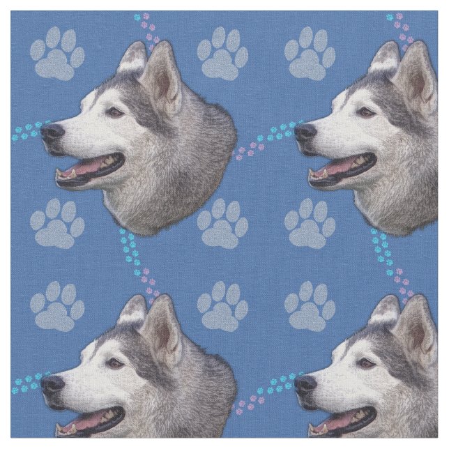 Artistic Dogs - Siberian Husky v2 Fabric (Close Up)