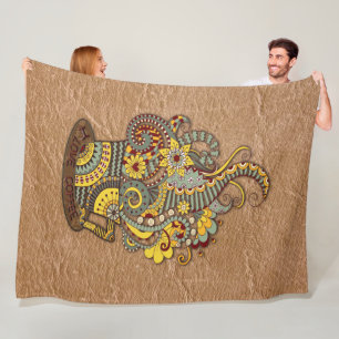 Artistic-doodle-drawing art fleece blanket