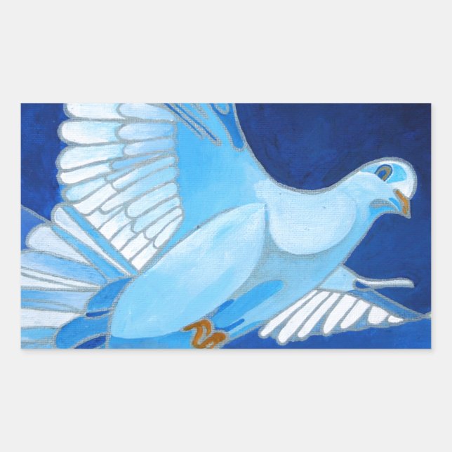 Artistic Dove Outline Art In Cerulean Blue Sticker (Front)