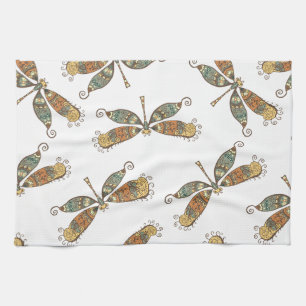 Artistic Dragonfly Pattern Kitchen Towel