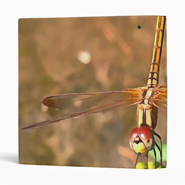 Artistic Dragonfly Resting On A Flower Head Binder (Back/Spine)