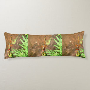 Artistic Dragonfly Resting On A Flower Head Body Pillow