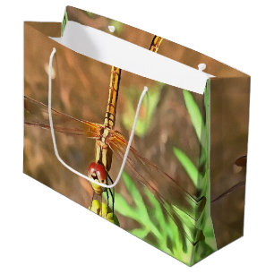 Artistic Dragonfly Resting On A Flower Head Large Gift Bag