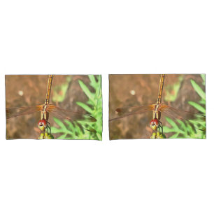 Artistic Dragonfly Resting On A Flower Head Pillowcase