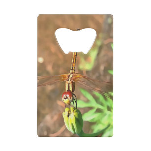 Artistic Dragonfly Resting On A Flower Head Wallet Bottle Opener