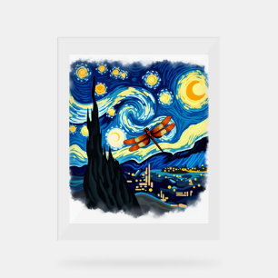 Artistic Dragonfly Shirt Starry Night Dragonfly Acrylic Sign