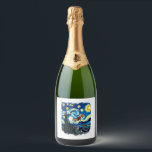 Artistic Dragonfly Shirt Van Gogh Starry Night Dra Sparkling Wine Label<br><div class="desc">Artistic Dragonfly Shirt Van Gogh Starry Night Dragonfly</div>