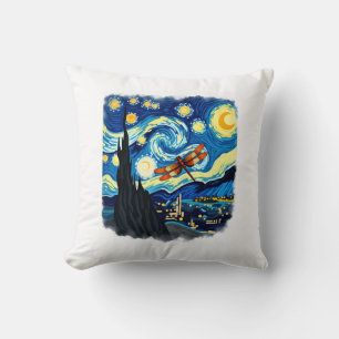 Artistic Dragonfly Shirt Van Gogh Starry Night Dra Throw Pillow