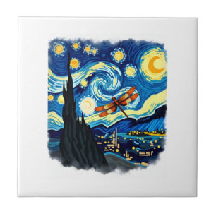 Artistic Dragonfly Shirt Van Gogh Starry Night Dra Tile