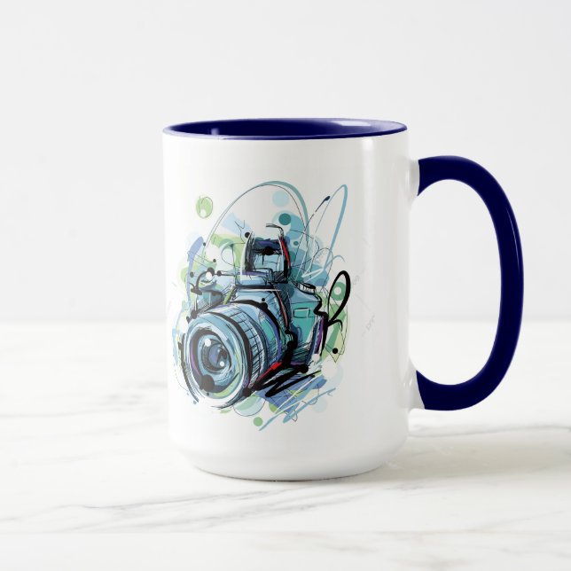 Artistic drawing show camera mug (Right)