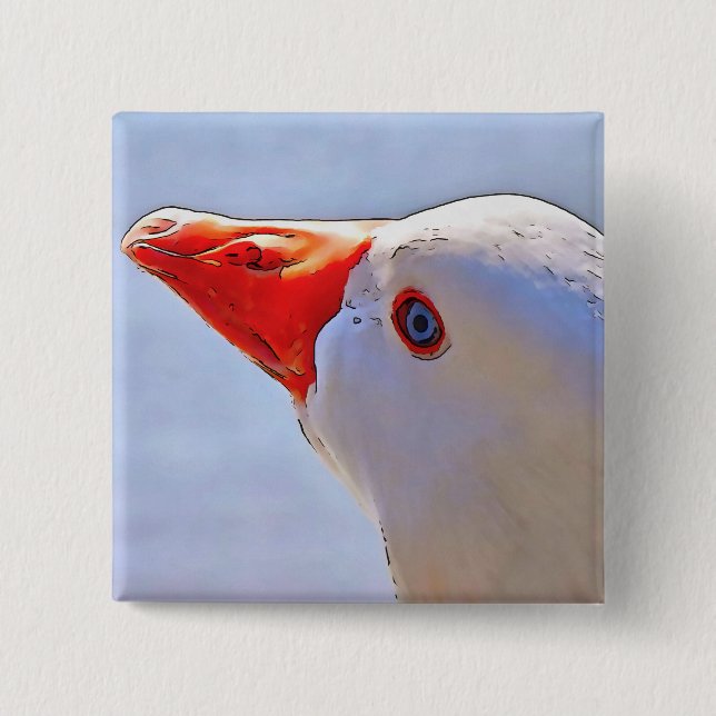 Artistic Duck Black Outline Art Tapestry 2 Inch Square Button (Front)