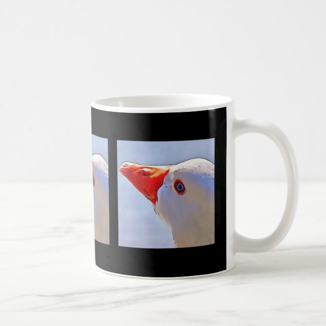 Artistic Duck Black Outline Art Tapestry Coffee Mug (Right)