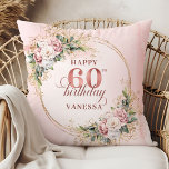 Artistic Dusty Pink Watercolor Boho 60th birthday  Throw Pillow<br><div class="desc">✅ For matching items search 36-60 in my collections ✅ Celebrate a special milestone with this elegant 60th birthday pillow featuring watercolor rose gold, dusty pink and blush pink flowers, eucalyptus greenery, and a shimmering gold frame. This boho floral design adds charm and warmth to any space. A beautiful keepsake...</div>