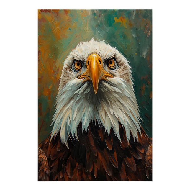 Artistic Eagle Portrait – Vibrant Oil Painting Poster (Front)